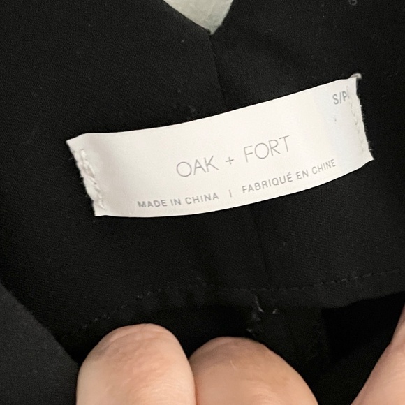 Oak + Fort Women's Jumpsuit Black Deep plunge V neck Pockets Wide leg S - Picture 8 of 12